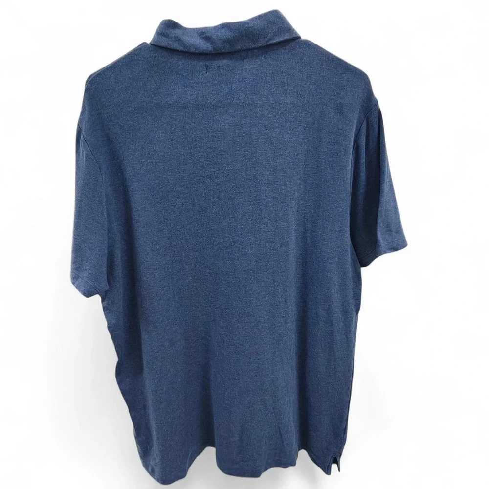 Banana Republic Mens XL Blue Short Sleeve Polo Shirt Heathered Navy Preppy